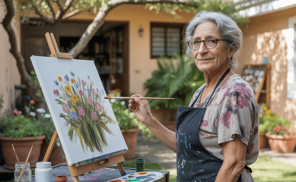 mujer pintando un cuadro