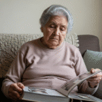 mujer con alzheimer revisando album de fotos
