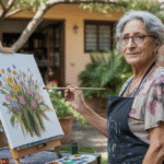 mujer pintando un cuadro